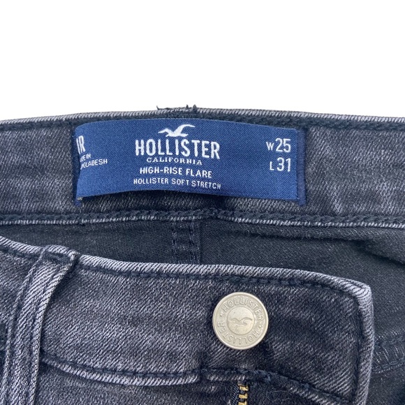 Hollister Jeans Hollister High Rise Flare Slit Ankle Raw Hem Black